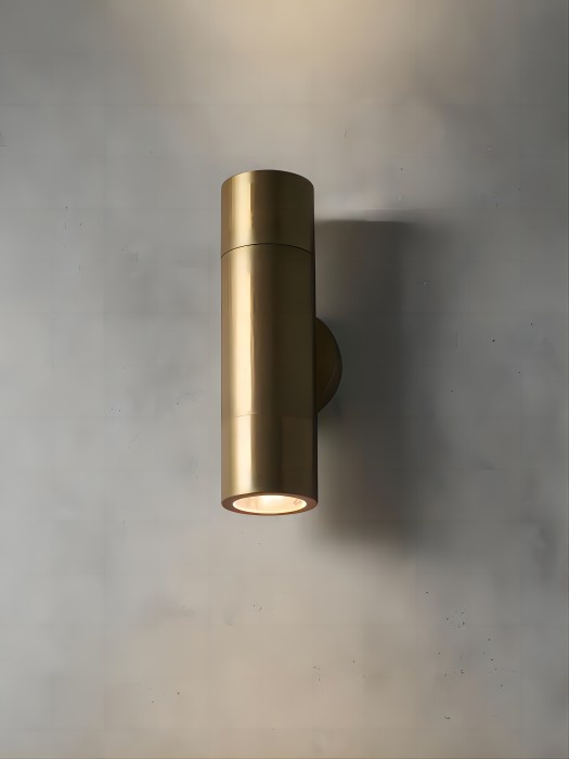 Polished Brass Up & Down Wall Pillar Lights