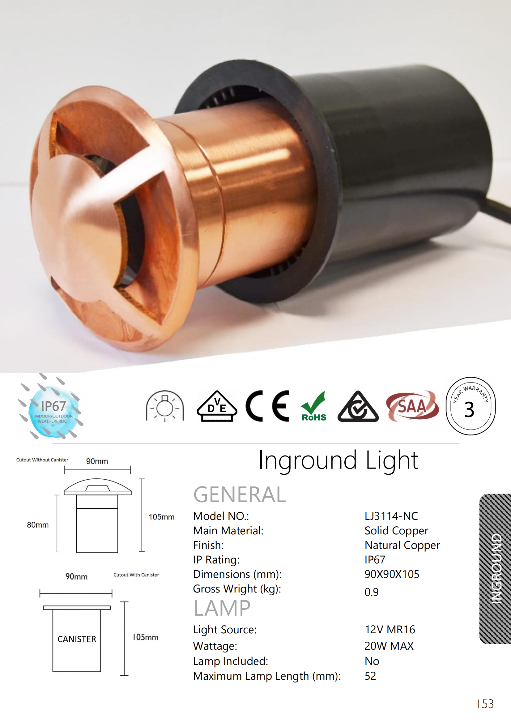 Solid Copper In-Ground Light