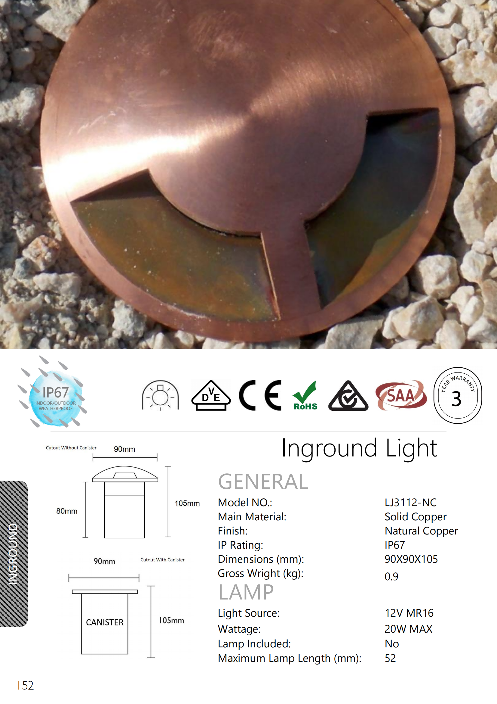 Solid Copper In-Ground Light