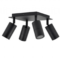 Aluminium Black Square 4 Light Ceiling Lights