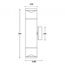 Perspex Lens Aluminium white  Up & Down Wall Pillar Lights