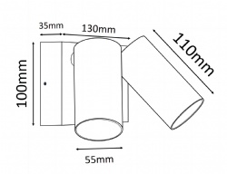 Aluminium Titanium White Brass Reno Double Adjustable Spot Lights With Sensor