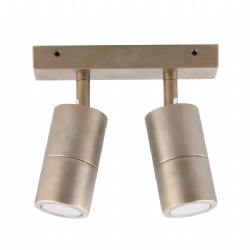 Aged Brass 2 Light Outdoor Bar Lights - 60mm