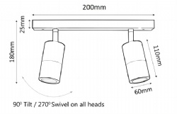 Deep Aged Brass 2 Light Outdoor Bar Lights - 60mm