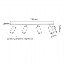 Aluminium Black 4 Light Bar Lights